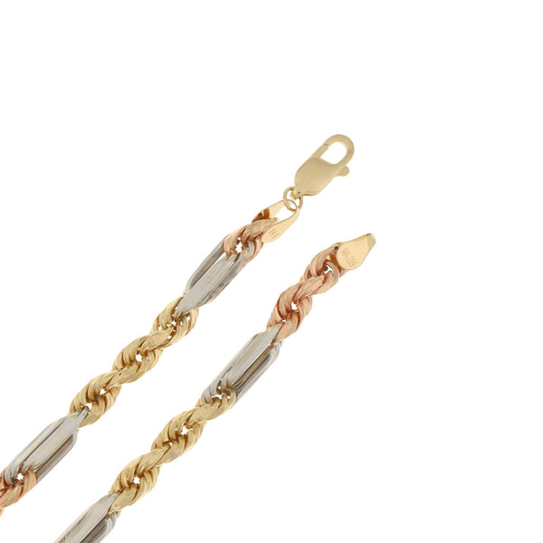 Collar eslabón combinado en oro tres tonos 14 kilates.