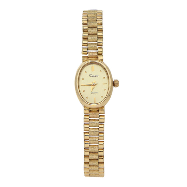 Reloj Geneve para dama en oro amarillo 14 kilates.