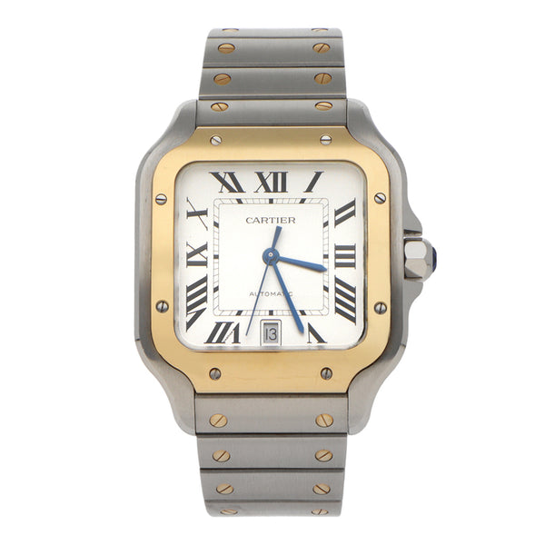 Reloj Cartier para caballero modelo Santos vistas en oro amarillo 18 kilates.