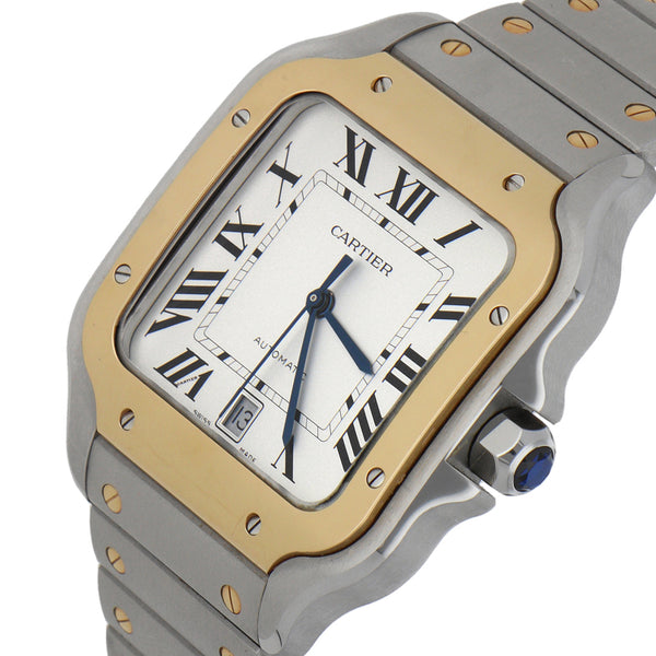 Reloj Cartier para caballero modelo Santos vistas en oro amarillo 18 kilates.