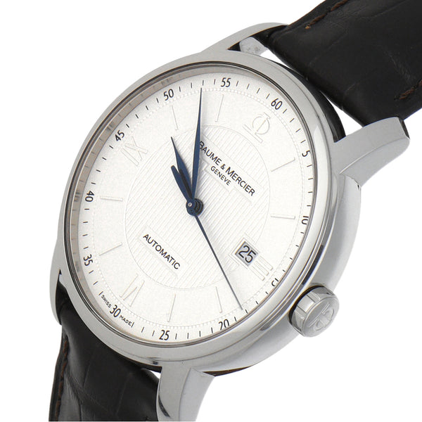 Reloj Baume & Mercier para caballero caja acero inoxidable correa piel.