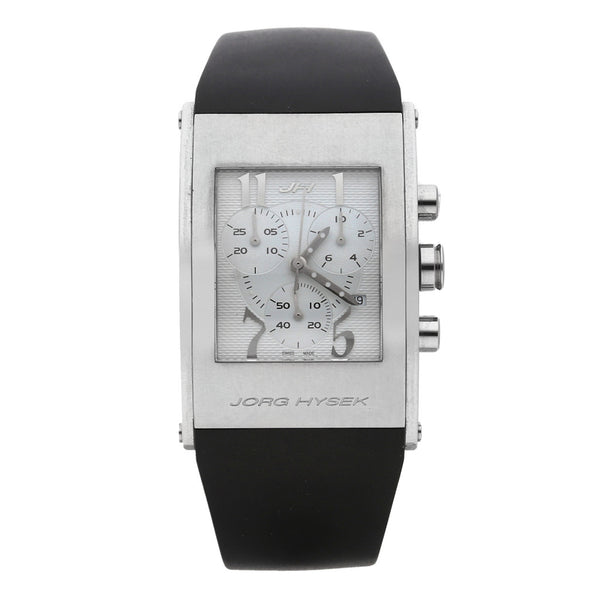 Reloj Jorg Hysek para caballero caja acero inoxidable correa caucho.