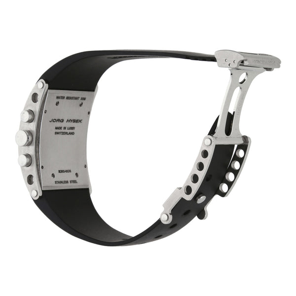 Reloj Jorg Hysek para caballero caja acero inoxidable correa caucho.