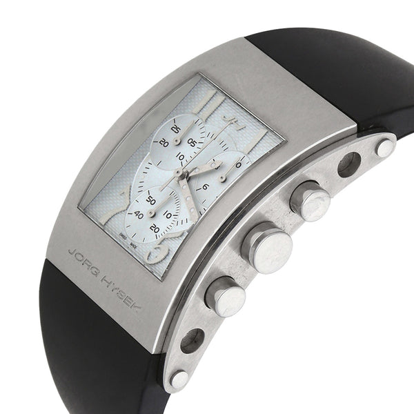 Reloj Jorg Hysek para caballero caja acero inoxidable correa caucho.