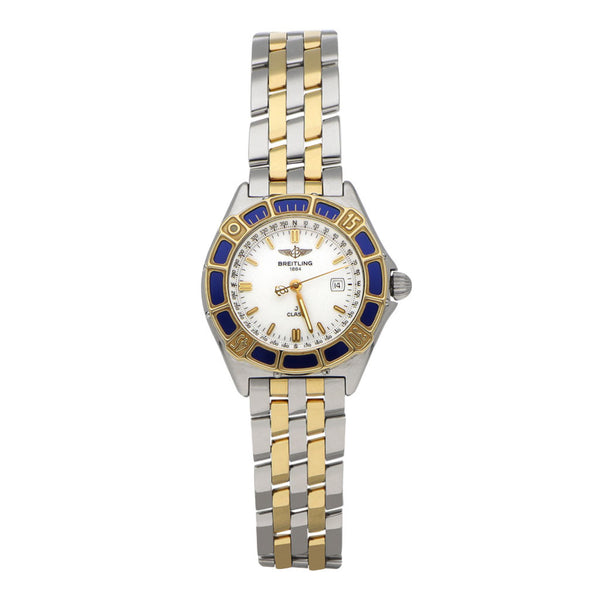 Reloj Breitling para dama modelo J Class vistas en oro amarillo 18 kilates.