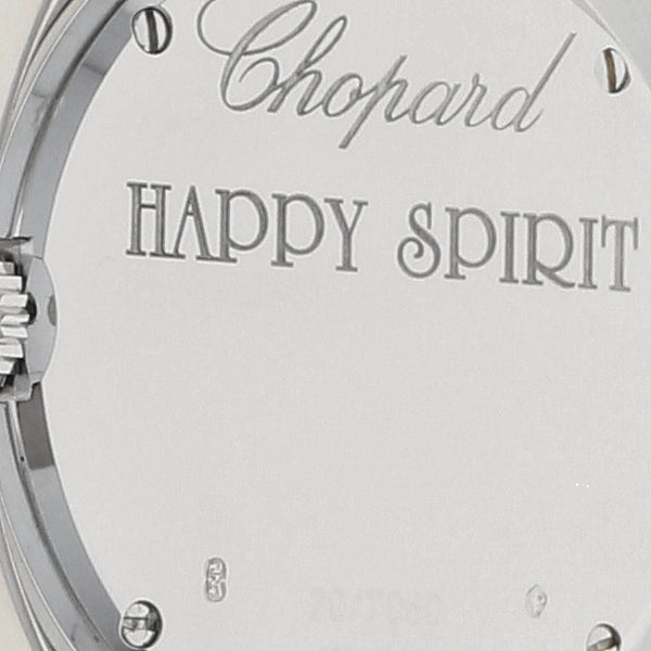 Reloj Chopard para dama modelo Happy Spirit caja en oro blanco 18 kilates.