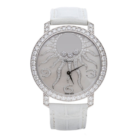 Reloj Chopard para dama modelo Happy Sun caja en oro blanco 18