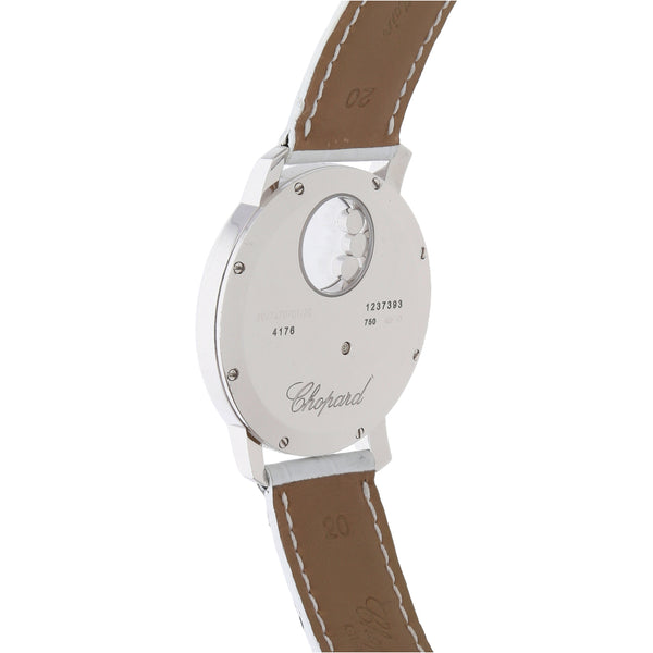 Reloj Chopard para dama modelo Happy Sun caja en oro blanco 18 kilates.