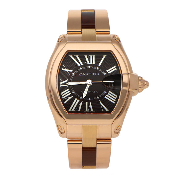 Reloj Cartier para caballero modelo Roadster XL en oro rosa 18 kilates.