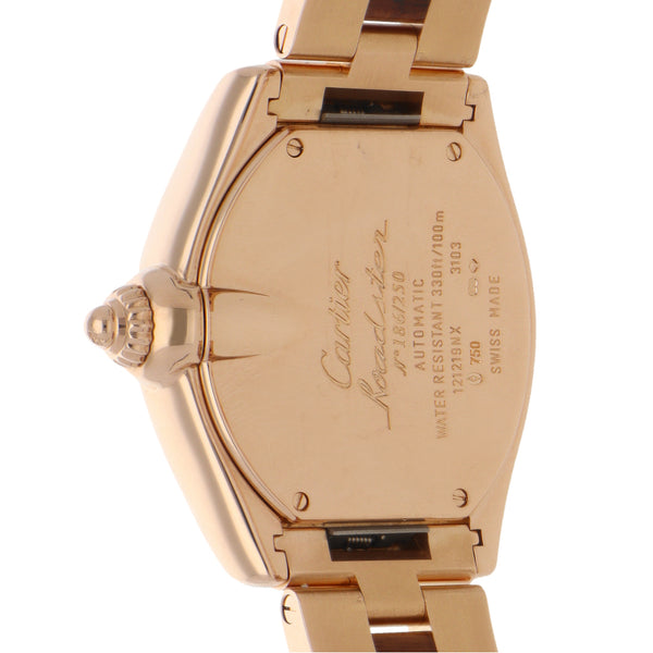 Reloj Cartier para caballero modelo Roadster XL en oro rosa 18 kilates.