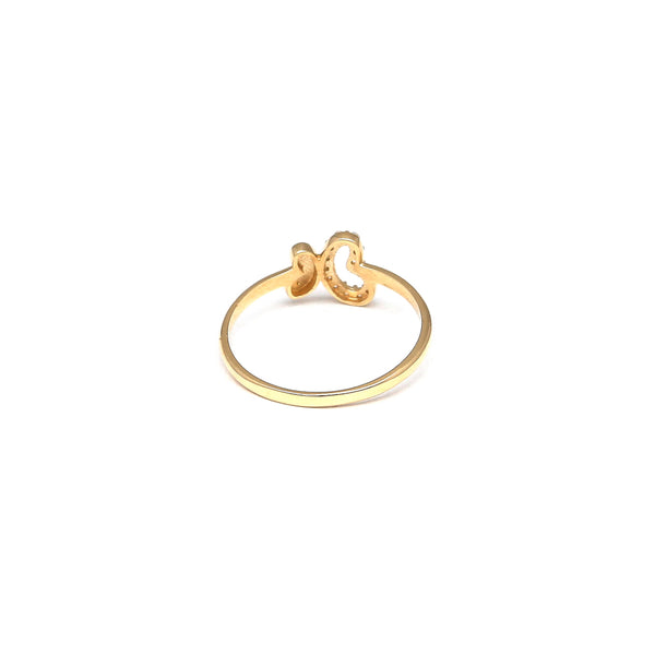 Anillo calado motivo mariposa con circonias en oro amarillo 14 kilates.