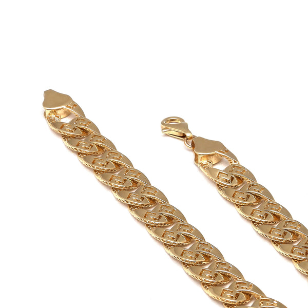 Pulsera eslabón barbado calado en oro amarillo 14 kilates.