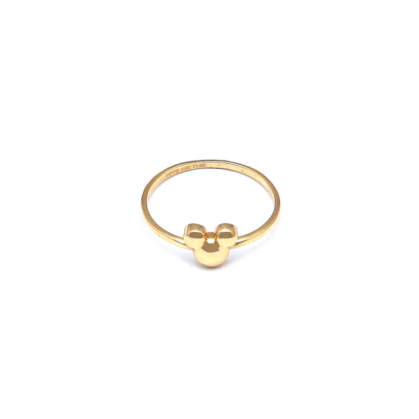 Anillo liso motivo Mickey Mouse en oro amarillo 14 kilates.