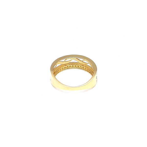 Anillo calado con circonias en oro amarillo 14 kilates.