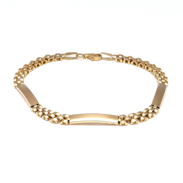 Pulsera eslabón combinado en oro amarillo 14 kilates.