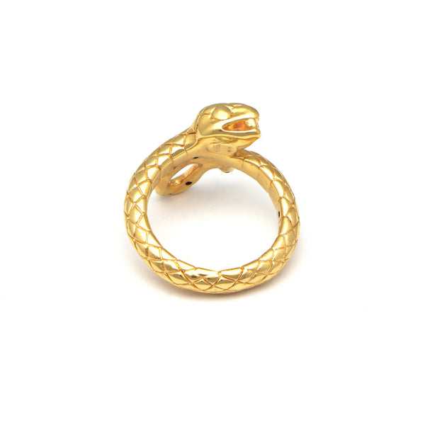 Anillo hueco motivo serpiente en oro amarillo 14 kilates.