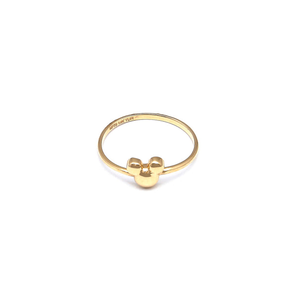 Anillo liso motivo Mickey Mouse en oro amarillo 14 kilates.