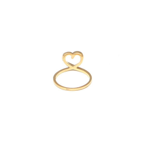 Anillo calado motivo corazón en oro amarillo 14 kilates.