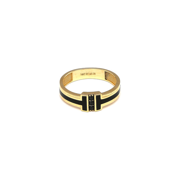 Anillo diseño especial con sintéticos en oro amarillo 14 kilates.