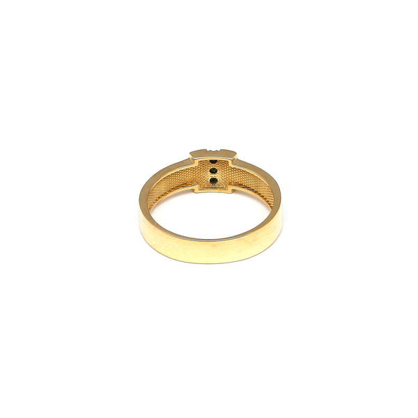 Anillo diseño especial con sintéticos en oro amarillo 14 kilates.