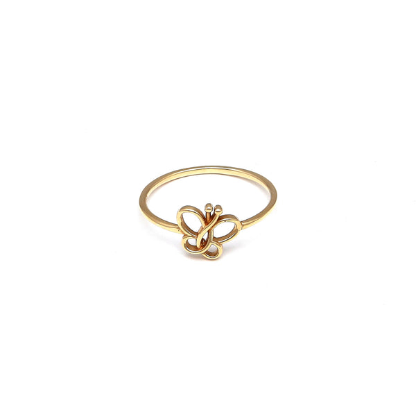 Anillo calado motivo mariposa en oro amarillo 14 kilates