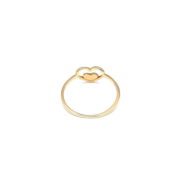 Anillo calado motivo corazón en oro amarillo 14 kilates.