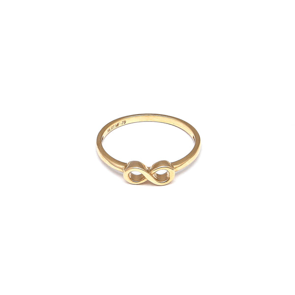 Anillo calado motivo infinito en oro amarillo 14 kilates.