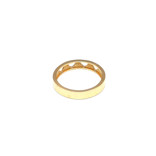 Anillo calado motivo corazones en oro amarillo 14 kilates.