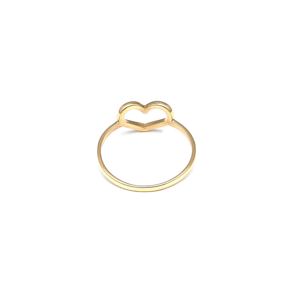 Anillo calado motivo corazón en oro amarillo 14 kilates.