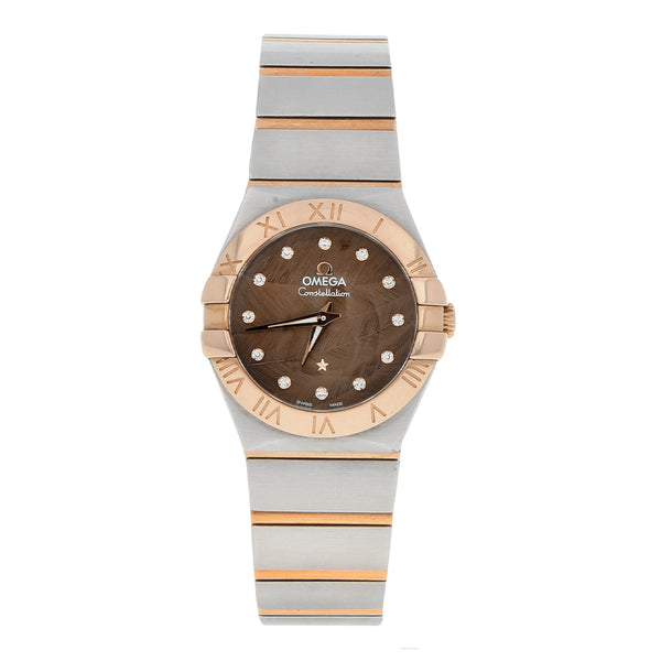 Reloj Omega para dama modelo Constellation vistas en oro rosa 18 kilates.