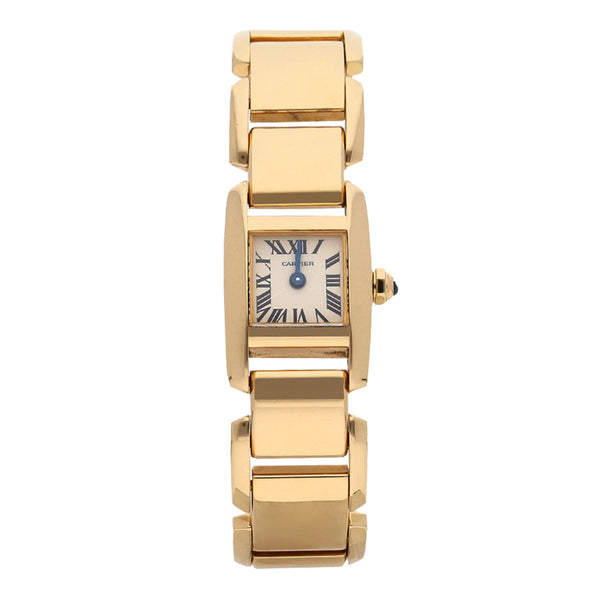 Reloj Cartier para dama modelo Tank Francaise en oro amarillo 18 kilates.