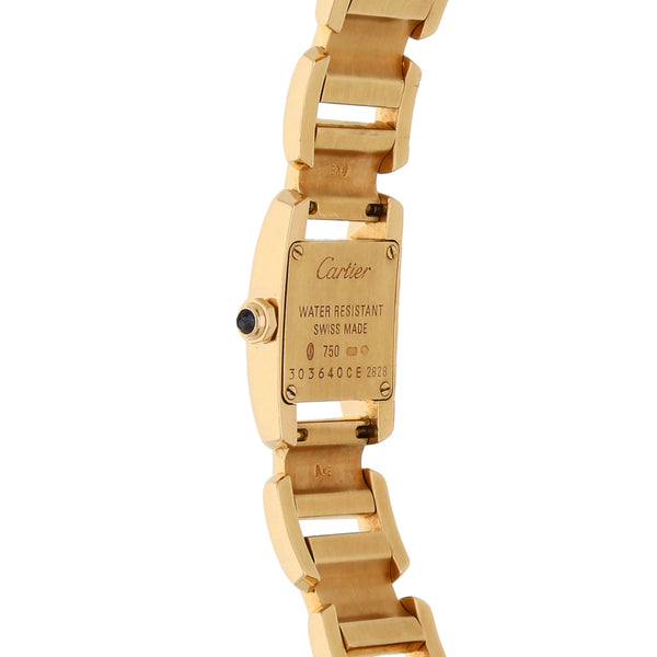 Reloj Cartier para dama modelo Tank Francaise en oro amarillo 18 kilates.