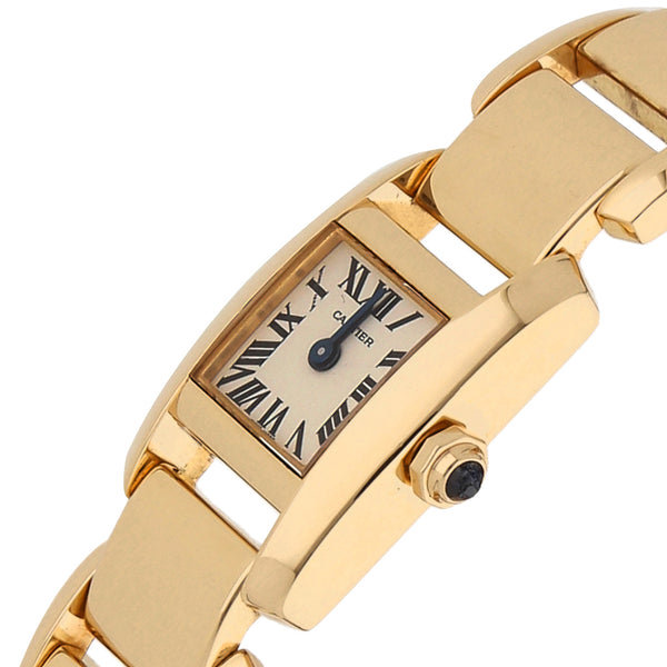 Reloj Cartier para dama modelo Tank Francaise en oro amarillo 18 kilates.