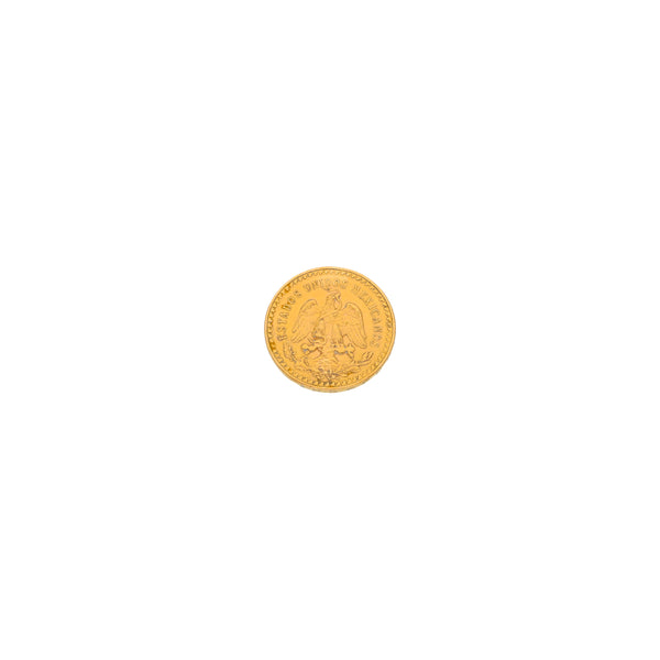 Moneda de cincuenta pesos oro mexicano 21.6 kilates.