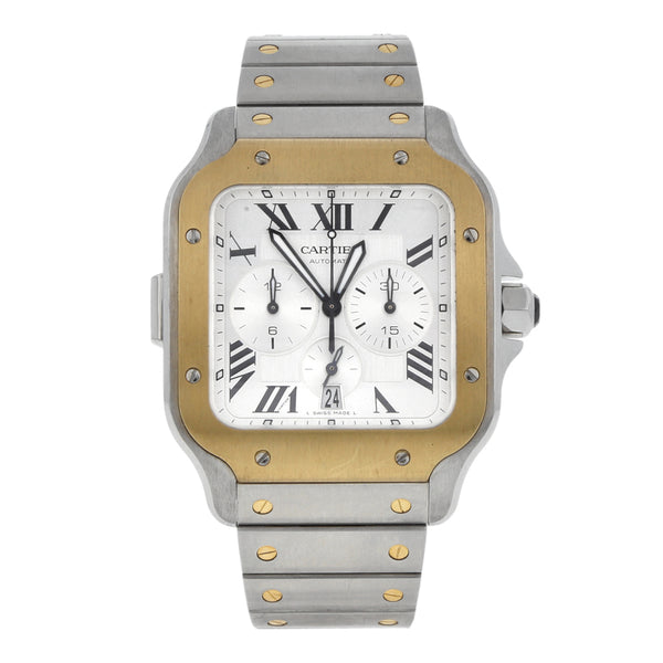 Reloj Cartier para caballero modelo Santos de Cartier vistas en oro amarillo 18 kilates.