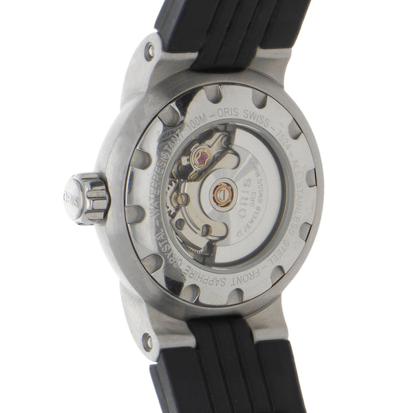 Reloj Oris para dama caja acero inoxidable correa caucho.
