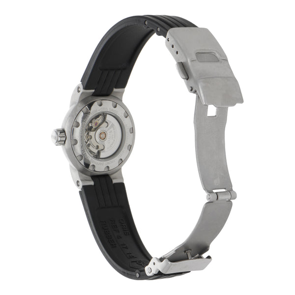 Reloj Oris para dama caja acero inoxidable correa caucho.