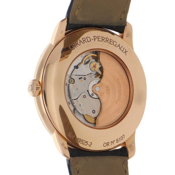 Reloj Girard Perregaux para caballero caja en oro rosa 18 kilates correa piel.