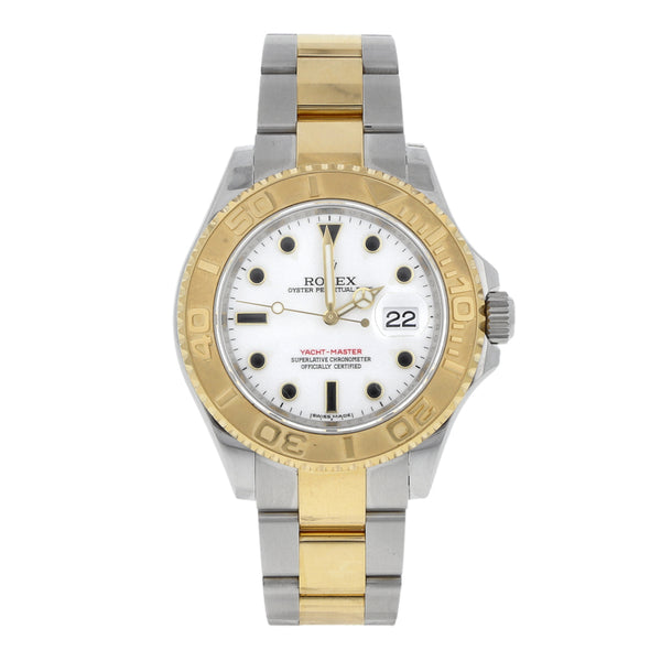 Reloj Rolex para caballero modelo Oyster Perpetual Date Yacht-Master vistas en oro amarillo 18 kilates.