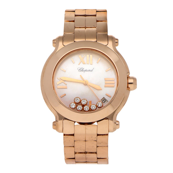 Reloj Chopard para dama modelo Happy Sport en oro rosa 18 kilates.