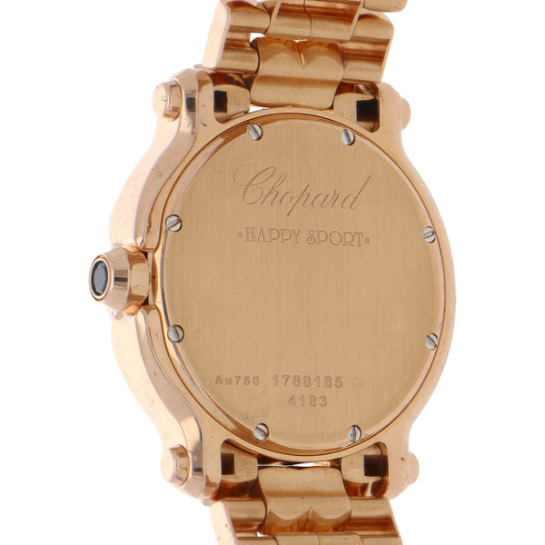 Reloj Chopard para dama modelo Happy Sport en oro rosa 18 kilates.