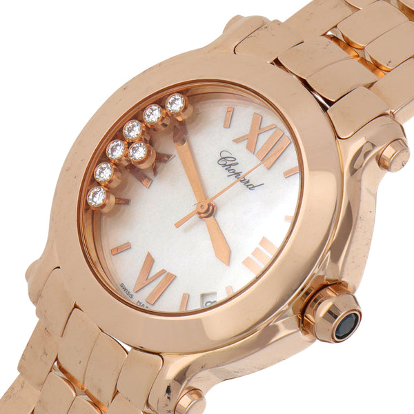 Reloj Chopard para dama modelo Happy Sport en oro rosa 18 kilates.