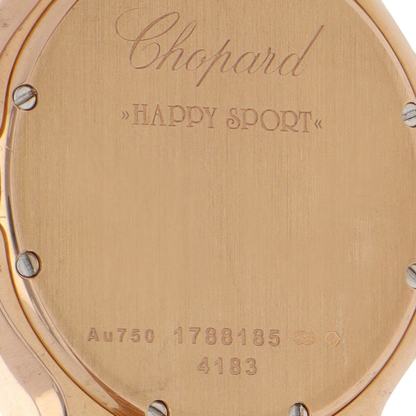 Reloj Chopard para dama modelo Happy Sport en oro rosa 18 kilates.