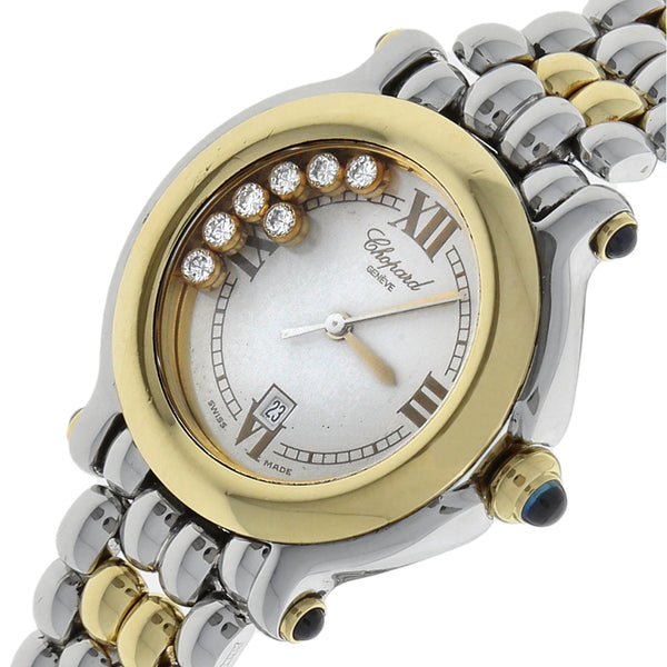 Reloj Chopard para dama modelo Happy Sport vistas en oro amarillo 18 kilates.