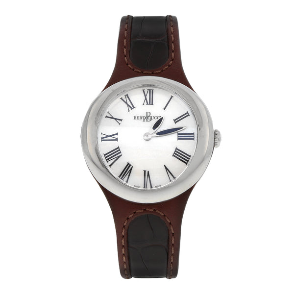 Reloj Bertolucci para dama en acero inoxidable correa piel.