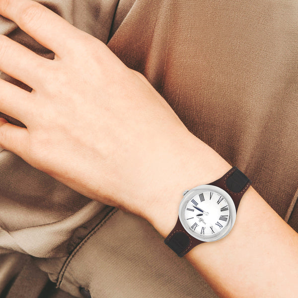 Reloj Bertolucci para dama en acero inoxidable correa piel.