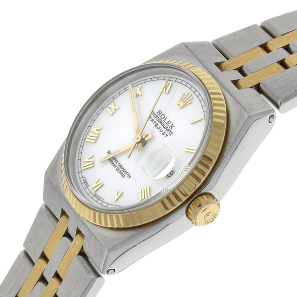 Reloj Rolex para caballero modelo Oyster Quartz DateJust vistas en oro amarillo 18 kilates.