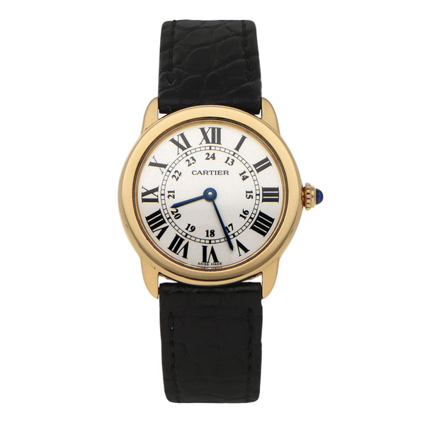 Reloj Cartier para dama modelo Ronde caja en oro amarillo 18 kilates.