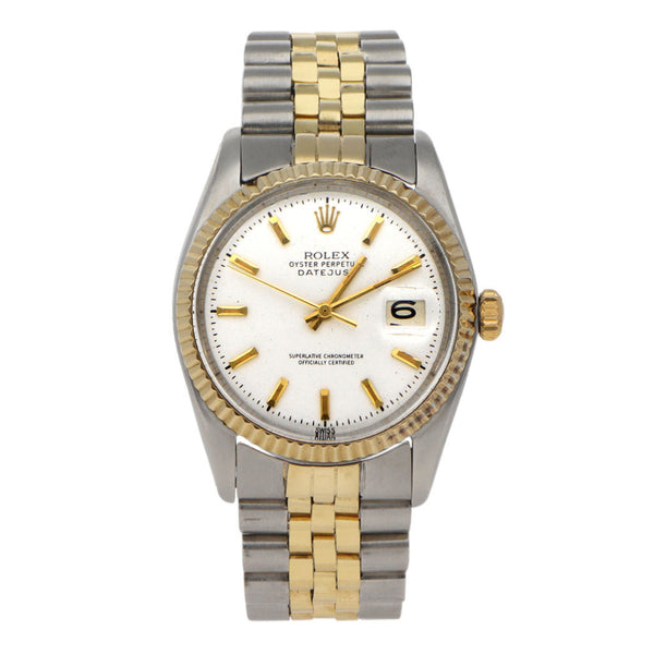 Reloj Rolex para caballero modelo Oyster Perpetual DateJust vistas en oro amarillo 14 kilates.