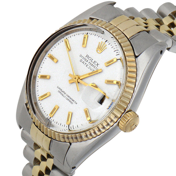 Reloj Rolex para caballero modelo Oyster Perpetual DateJust vistas en oro amarillo 14 kilates.